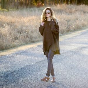 Dark Charcoal Grey Oversized Boyfriend Fit Sweater